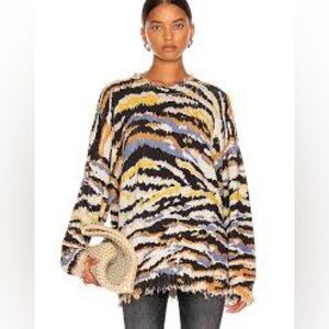 R13 Multicolor Tiger-Stripe Crewneck Sweater
